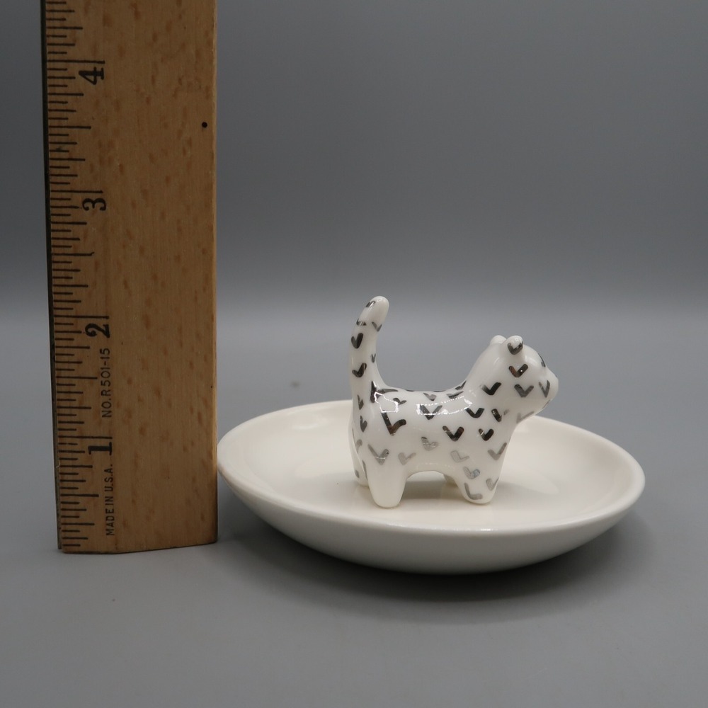 White Cat Themed Ring Holder Trinket Tray Chic Jewelry Organizer Lauren Conrad - Picture 3 of 5